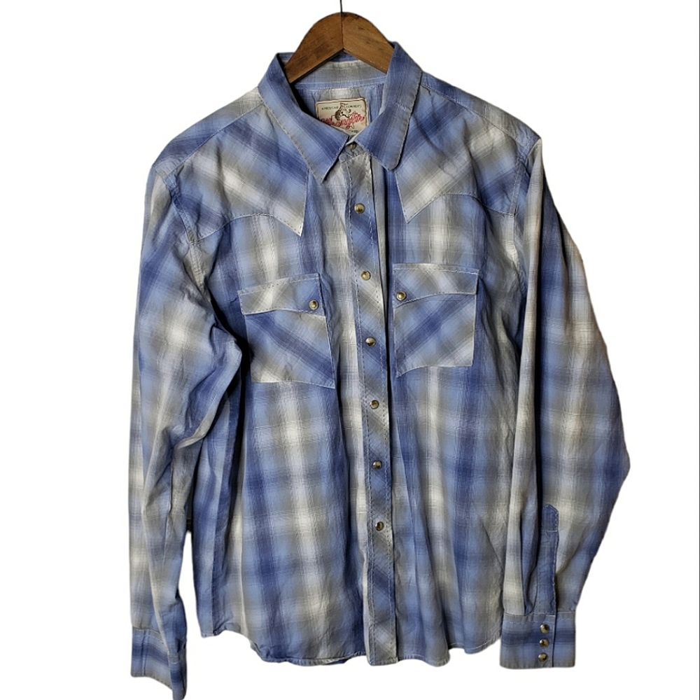 Wrangler Vtg Western Pearl Snap Shirt American Cowboy's Choice Rodeo Western L